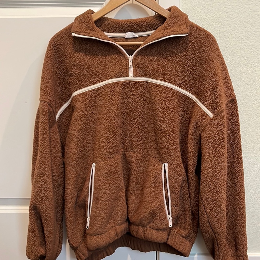 cotton on brown quarter zip pullover